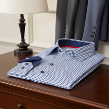 Load image into Gallery viewer, Michael Button-Up Shirt With Contrast Details // Navy Check // Contemporary Fit (Regular)
