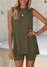 Load image into Gallery viewer, Women's Tank Top &amp; Elastic Shorts Set – Solid Color, Sleeveless, Summer 2-Piece
