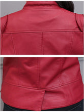 Load image into Gallery viewer, Korean-Style Slim Fit Motorcycle Leather Coat — Stand-Up Collar
