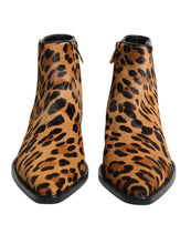 Load image into Gallery viewer, Dolce &amp; Gabbana Brown Leopard Calf Fur Ankle Boots Shoes
