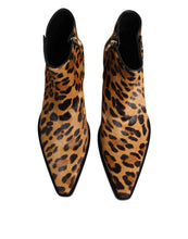 Load image into Gallery viewer, Dolce &amp; Gabbana Brown Leopard Calf Fur Ankle Boots Shoes
