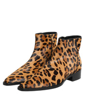 Load image into Gallery viewer, Dolce &amp; Gabbana Brown Leopard Calf Fur Ankle Boots Shoes
