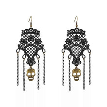 Load image into Gallery viewer, Halloween Lace Skull Necklace : Earrings Jewelry Set
