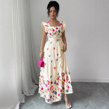 Load image into Gallery viewer, Women’s Puff Sleeve Floral Print Waist-Cinching Dress
