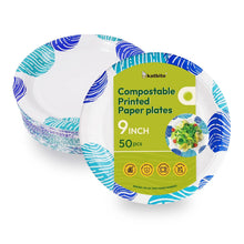 Load image into Gallery viewer, Round 9-Inch Biodegradable Compostable Paper Plates – 50 Count

