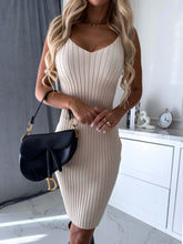 Load image into Gallery viewer, 2pcs Suit Women's Solid Stripe Long-sleeved Top And Tight Suspender Skirt Fashion Autumn Winter Slim Clothing
