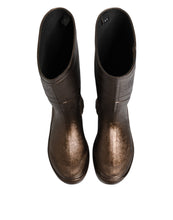 Load image into Gallery viewer, Dolce &amp; Gabbana Metallic Bronze Pull On Rain Boots Shoes
