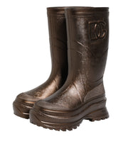 Load image into Gallery viewer, Dolce &amp; Gabbana Metallic Bronze Pull On Rain Boots Shoes
