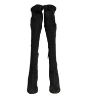 Load image into Gallery viewer, Dolce &amp; Gabbana Black Suede Leather Knee High Boots Shoes
