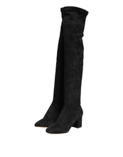 Load image into Gallery viewer, Dolce &amp; Gabbana Black Suede Leather Knee High Boots Shoes
