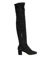 Load image into Gallery viewer, Dolce &amp; Gabbana Black Suede Leather Knee High Boots Shoes
