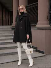 Load image into Gallery viewer, Paris Cashmere Bland Cape Coat in Black
