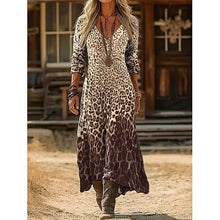 Load image into Gallery viewer, Women's Retro Chic 3D Print V-Neck Long-Sleeve A-Line Dress
