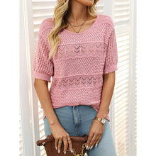 Load image into Gallery viewer, Women’s Short Sleeve Crochet Knit Hollow-Out Top
