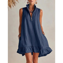 Load image into Gallery viewer, Women's Casual Loose Half-Zip Sleeveless Dress with Ruffle Hem
