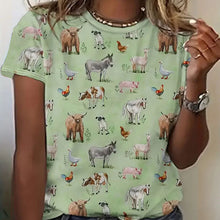 Load image into Gallery viewer, Round Neck All-Over Animal Print Short Sleeve Tee

