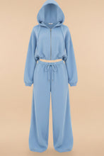 Load image into Gallery viewer, Women's Oversized Cropped Zip-Through Hoodie &amp; Wide-Leg Sweatpants Set
