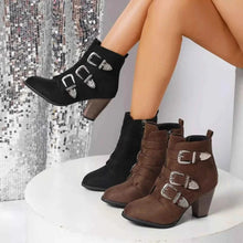 Load image into Gallery viewer, Trendy Ankle Boots : With Sliver Buttons
