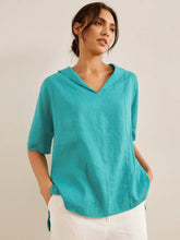 Load image into Gallery viewer, 100% Linen V-Neck Short Sleeve Shirt SIERRA
