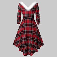 Load image into Gallery viewer, Christmas Women’s Fur Patchwork V-Neck Long-Sleeved Dress
