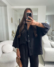 Load image into Gallery viewer, Casual Polyester Pocket Shirt Pants Suitable For Women's Wide Leg Pants, Long Sleeved Shirt Set, Women's Loose High Street Two-piece Set
