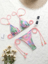 Load image into Gallery viewer, New Festival Flame Halter Bikini Set for Women – Triangle V-Neck Backless Two-Piece Swimsuit with Tie Side Bottoms &amp; Adjustable Lace-Up Fit – Sleek Polyamide Swimwear for Koningsdag/King’s Day &amp; Summer Beach Celebrations
