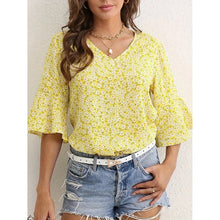 Load image into Gallery viewer, Womens Summer Floral Print Blouses V-Neck Flare Sleeve Tops
