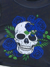 Load image into Gallery viewer, Bikini Skull Print Hollow-Out 2 Piece Swimsuit for Women – Sexy Lace-Up Floral Tie Bathing Suit with Crew Neck – High Stretch Halloween Inspired Bikini Set for Beach Party, Festival, and Summer Vacation
