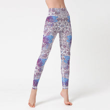Load image into Gallery viewer, 💜 Marble Print High-Waist Yoga Leggings – Sculpted Fit in Bold Purple
