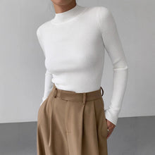 Load image into Gallery viewer, Women’s Tight Fit Crew Neck Knitted Top – Slim Sweater
