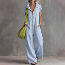Load image into Gallery viewer, Women's Loose Sleeveless Jumpsuit with Pockets – Linen-Look
