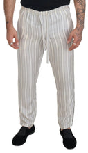 Load image into Gallery viewer, Dolce &amp; Gabbana White Stripes Silk Lounge Trouser Pants
