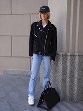 Load image into Gallery viewer, Dakota Eco Suede Aviator Jacket in Black
