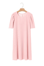 Load image into Gallery viewer, Blossom Corded Crew Neck Puff Sleeve Mini Dress
