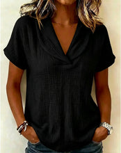 Load image into Gallery viewer, Women's Knitted Short-Sleeve Butterfly Collar Top
