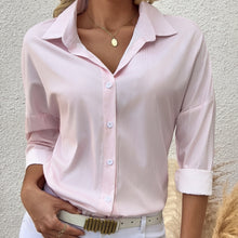 Load image into Gallery viewer, Women's Striped Lapel Long Sleeved Shirt Top
