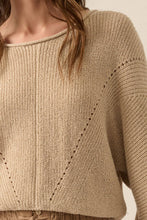 Load image into Gallery viewer, Solid Rib-Knit Dolman-Sleeve Sweater: Oatmeal
