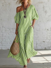 Load image into Gallery viewer, Women's Striped Off-Shoulder Elegant Midi Dress
