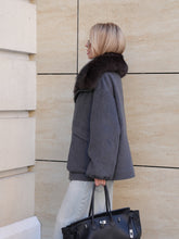 Load image into Gallery viewer, Rimini Genuine Fur Trim Wool Blend Parka in Graphite
