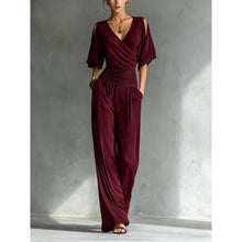 Load image into Gallery viewer, Women's V-Neck Slim Fit Straight Leg Jumpsuit
