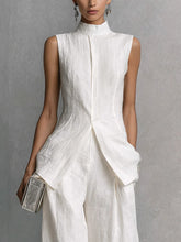 Load image into Gallery viewer, Women's Stand Collar Longline Vest Top &amp; Wide-Leg Trousers Two-Piece Set

