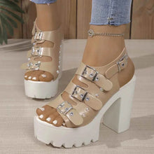 Load image into Gallery viewer, Buckle Platform Block Heels Sandals

