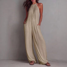 Load image into Gallery viewer, Women's Sleeveless Open-Back Wide-Leg Pleated Jumpsuit
