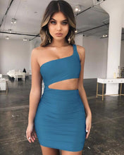 Load image into Gallery viewer, Slim One-shoulder Short Dress Sexy Fashion Hollow Mini Dresses For Women
