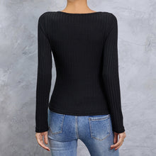Load image into Gallery viewer, Cross‑collar long sleeve slim tee
