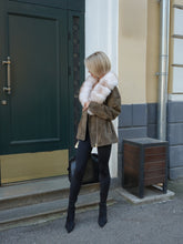 Load image into Gallery viewer, Vivienne Genuine Suede Polar Fox Trim Coat in Olive
