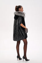 Load image into Gallery viewer, Saga®Furs Silver Fox Wool Alpaca Poncho Vest in Black
