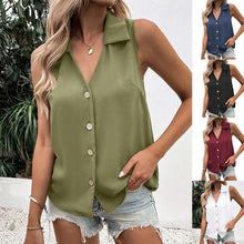 Load image into Gallery viewer, Women's Solid-Color Sleeveless Loose Vest Top – Button Detail
