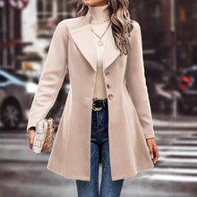 Load image into Gallery viewer, Women’s Winter Overcoat — Lapel Collar, Single-Breasted, Long Pea Coat
