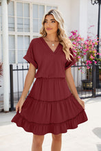 Load image into Gallery viewer, Short Sleeve Tiered Mini Dress Feminine &amp; Flowy Modern Women Summer Dress
